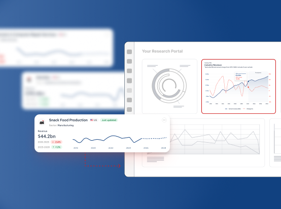 Screen showing a IBISWorld data with industry research