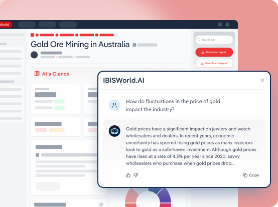 Screen showing a IBISWorld data with industry future risks and opportunities data